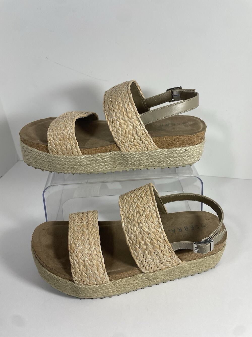 Serra Women's Platform Raffia Natural Sandals Size 9